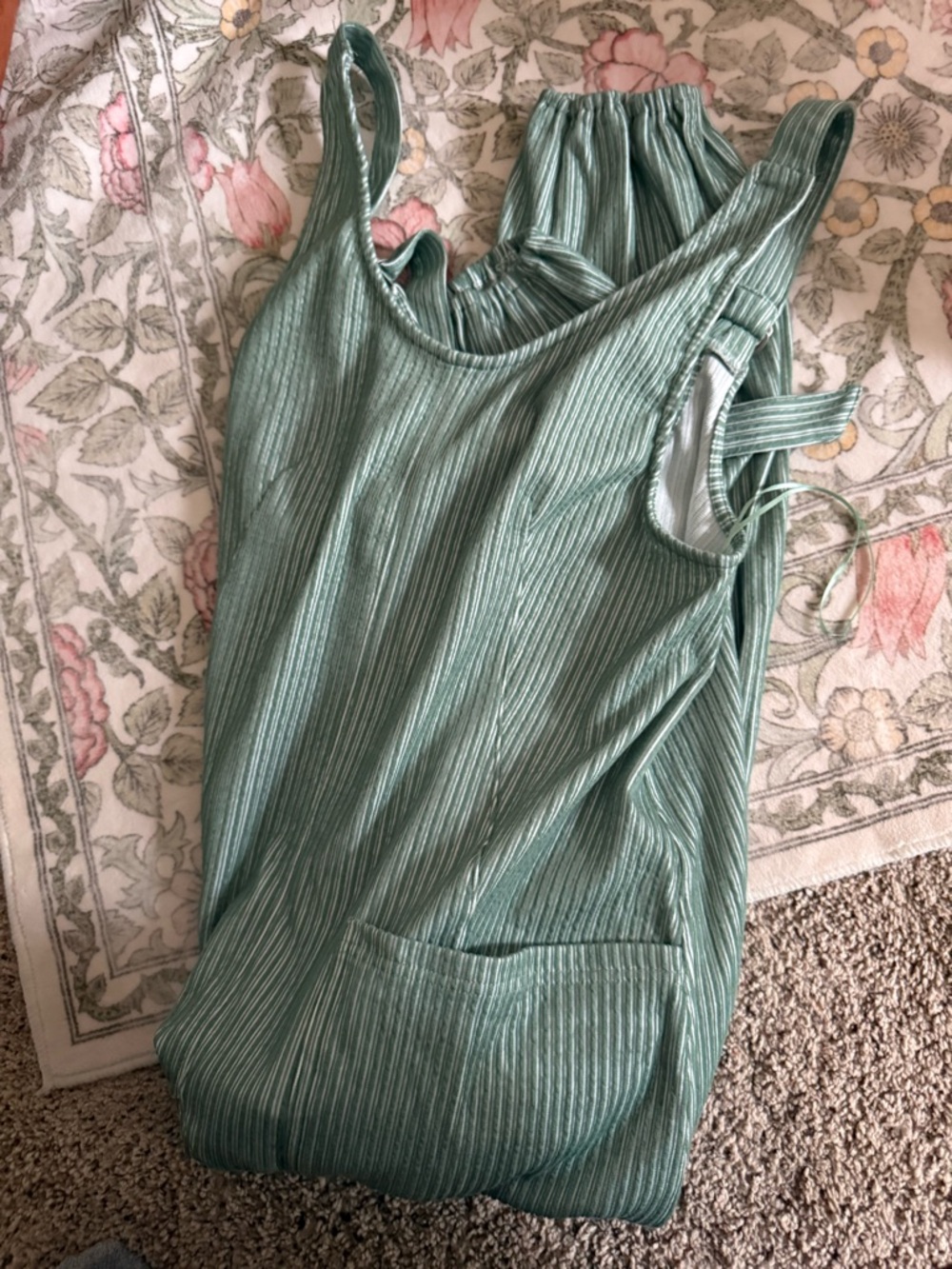 BKE Sage Green Ribbed Tank Romper
